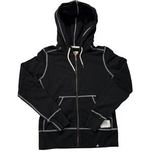 American Giant Contrast Stitch Black Full Zip Hoodie Cotton Made in USA W- Small